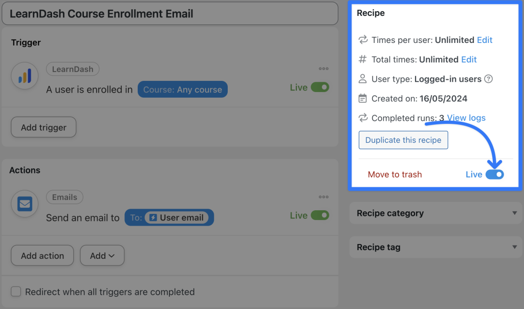 learndash-course-enrollment-email-live