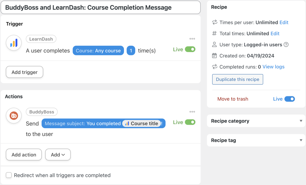 buddyboss-and-learndash-course-completion-message-recipe