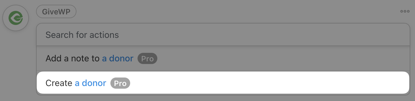 Automator GiveWP Action Create a donor