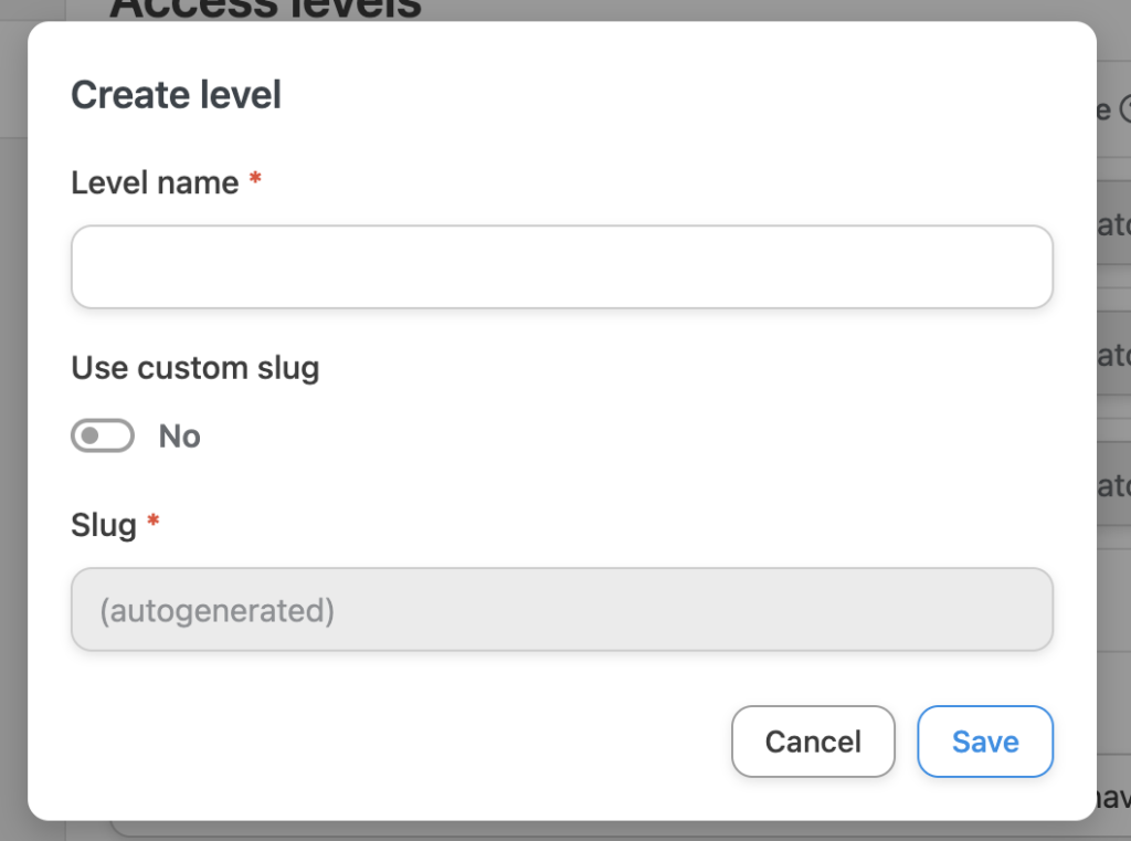 Create an access level