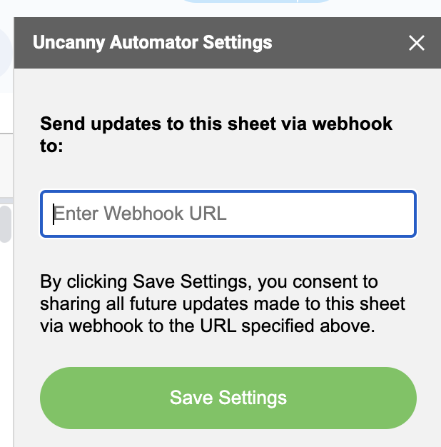 Webhook URL in Google Sheets