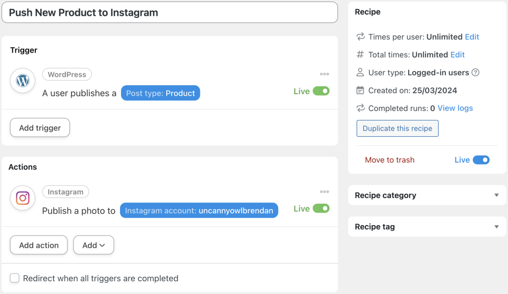 push-new-product-to-instagram-recipe
