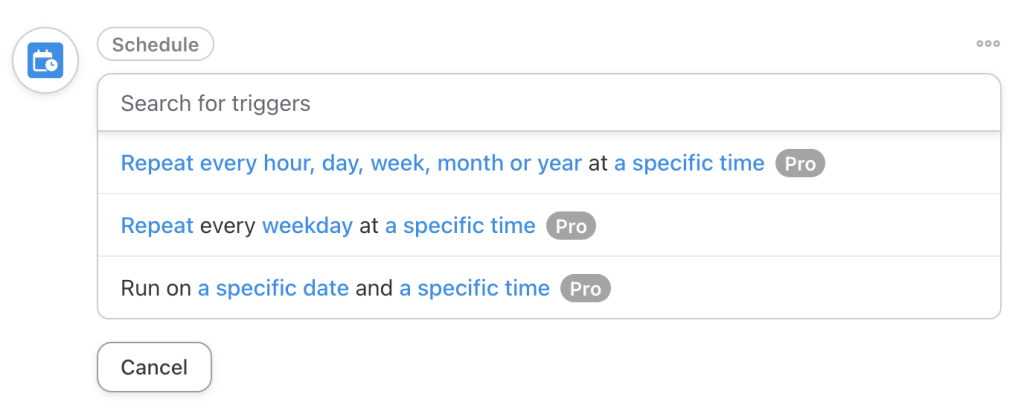 Schedule integration triggers