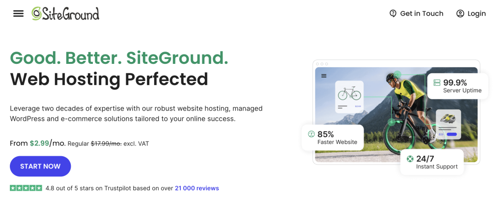 SiteGround homepage.