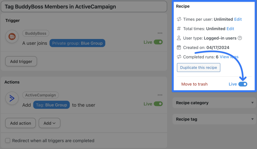 tag-buddyboss-members-in-activecampaign-live