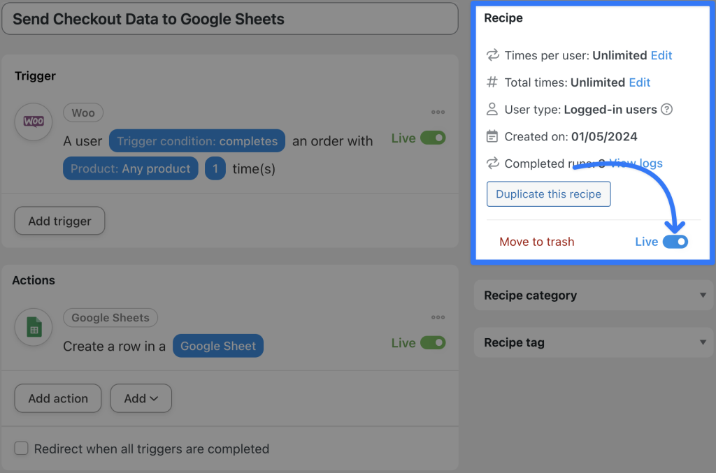 send-checkout-data-to-google-sheets-live