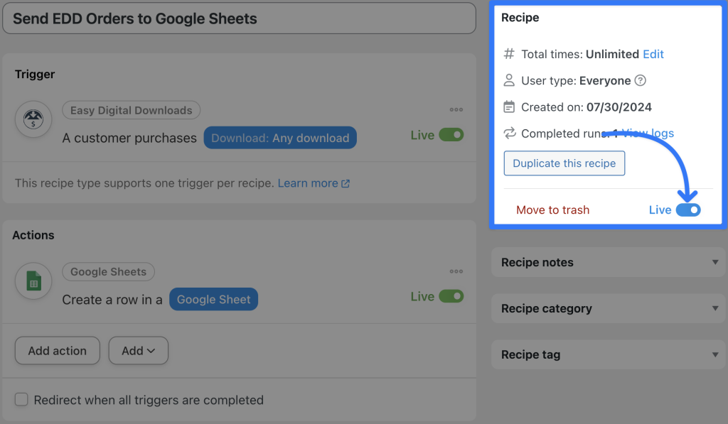 connect-edd-to-google-sheets-recipe-1-live