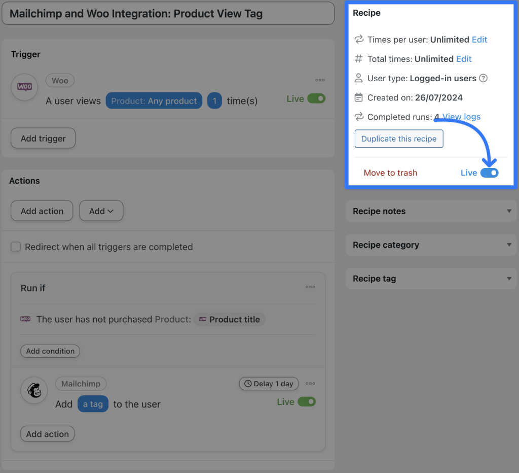 mailchimp-and-woocommerce-integration-recipe-2-live