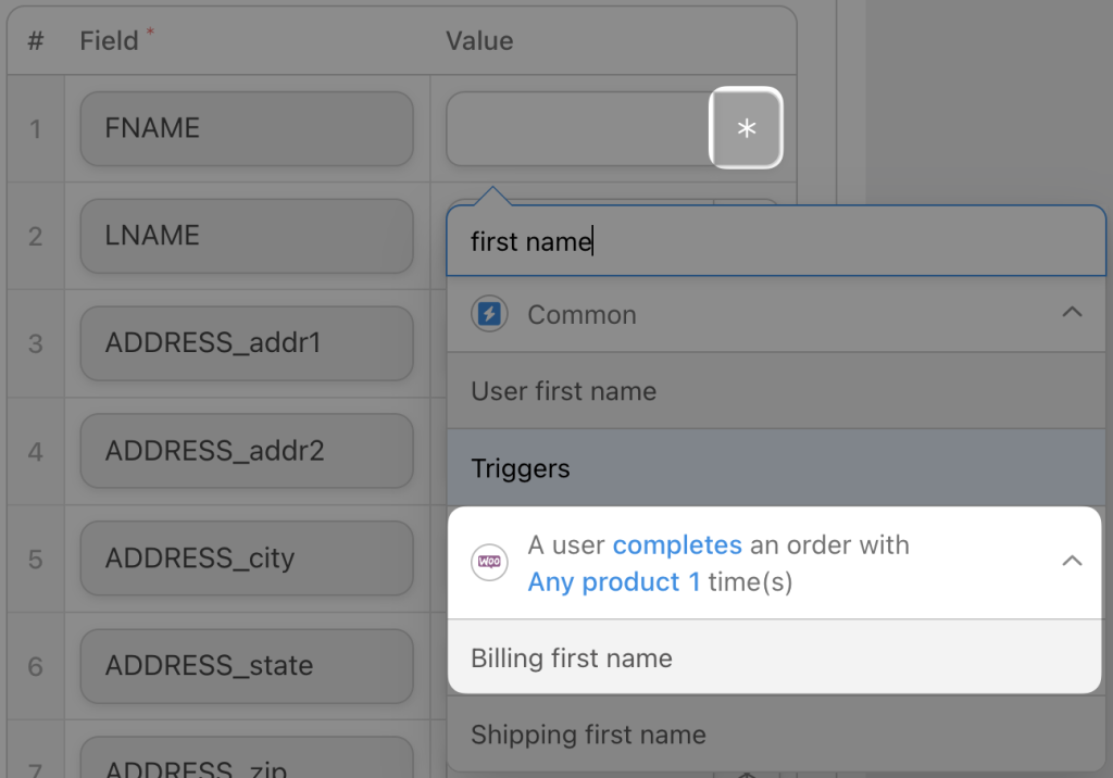 mailchimp-woo-token-billing-first-name