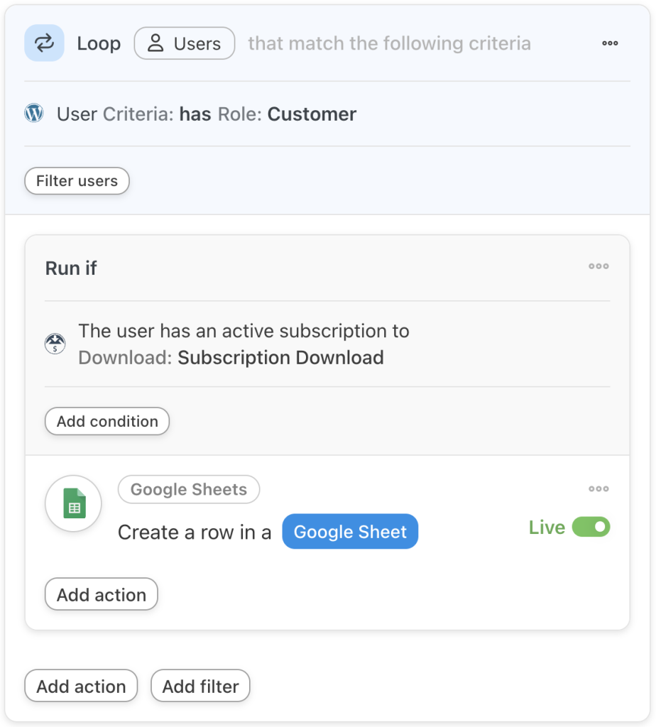 user-loop-google-sheets-edd-customer-filter