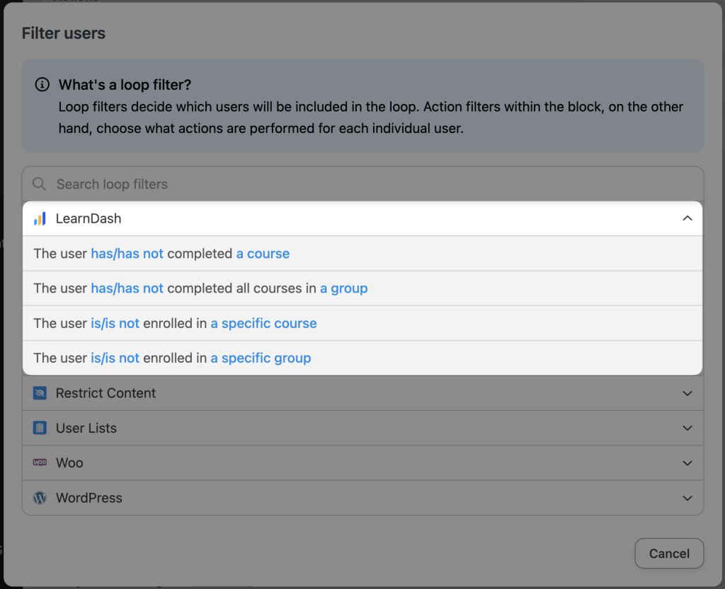 learndash-user-loop-filters