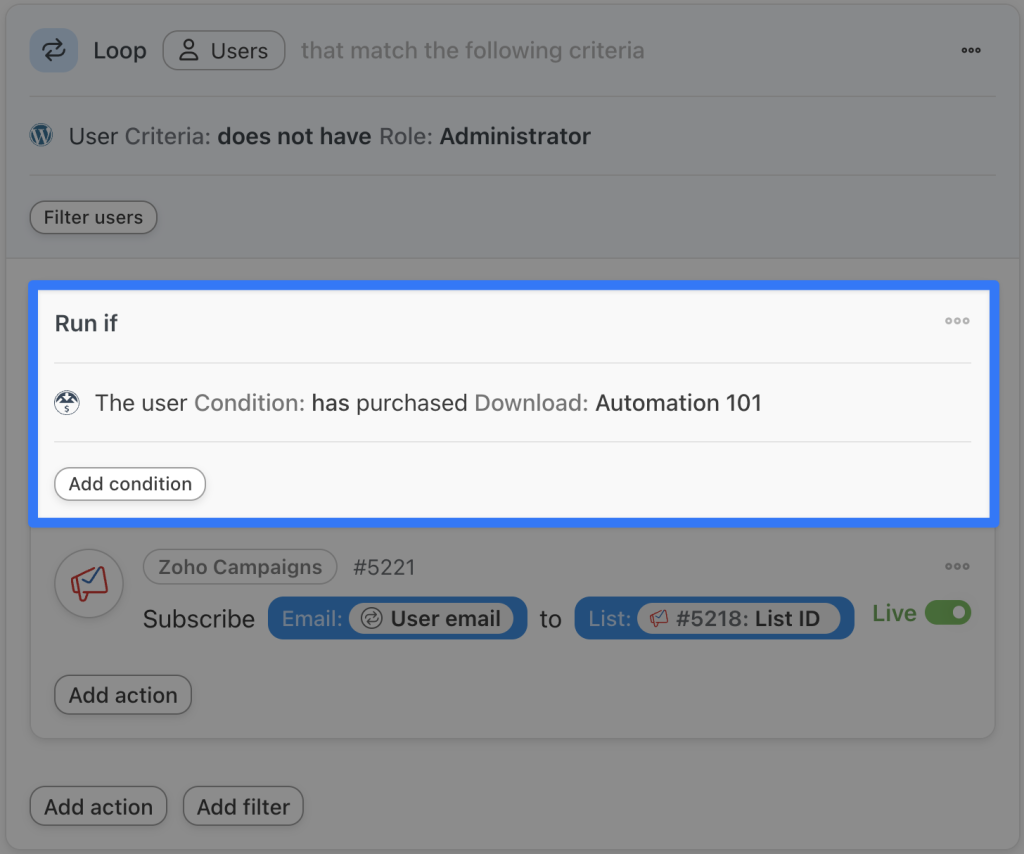 user-loop-zoho-action-with-edd-filter