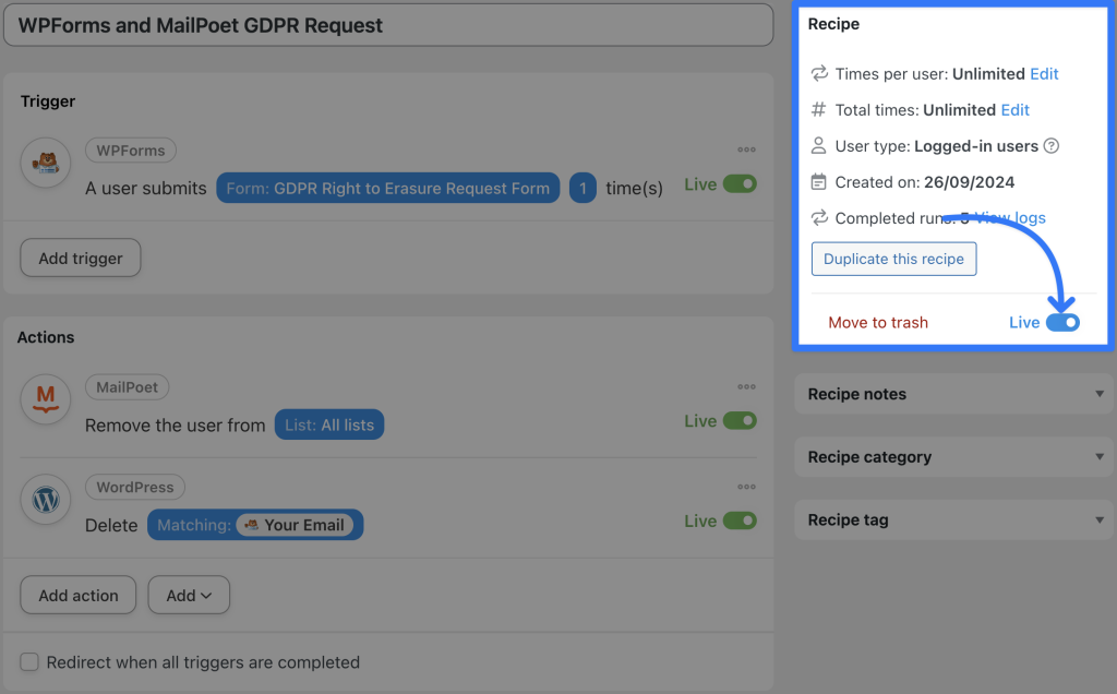 connect-mailpoet-to-wpforms-recipe-2-live