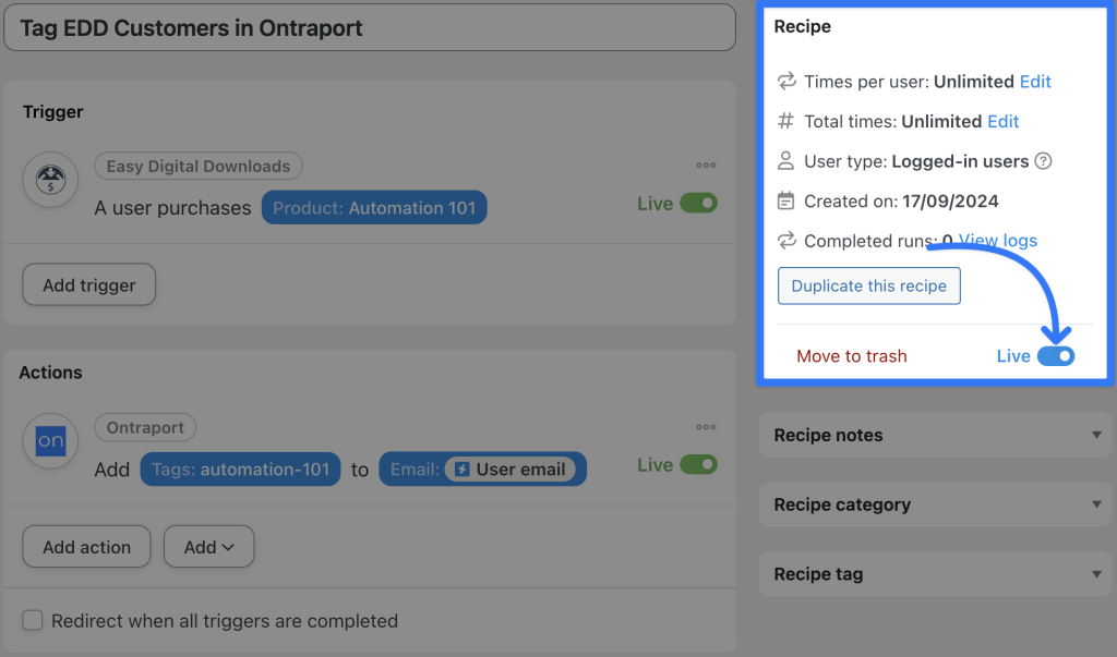 connect-ontraport-to-wordpress-recipe-1-live