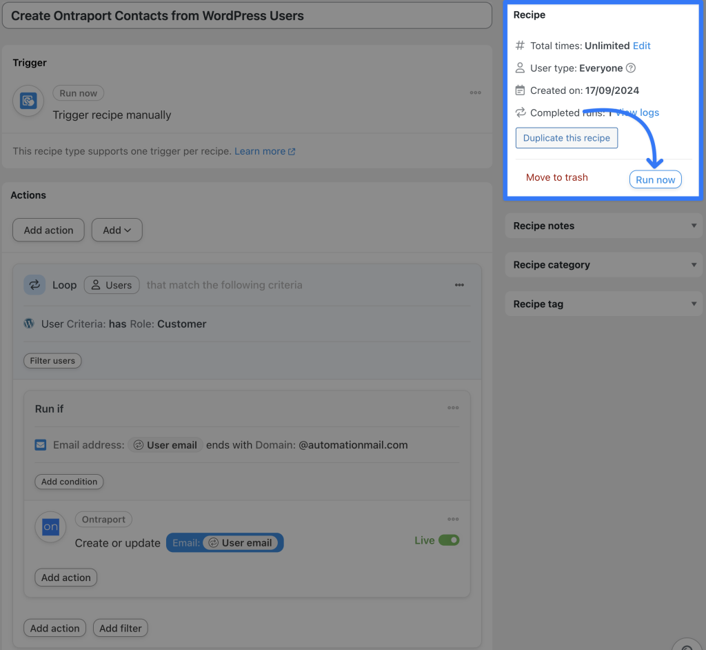 connect-ontraport-to-wordpress-recipe-2-run-now
