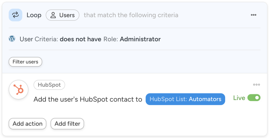 automator-loop-hubspot-add-user-to-static-list-live