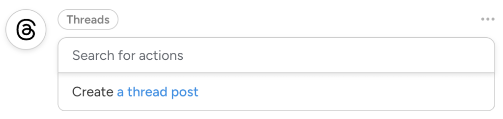 Uncanny Automator action interface showing the Threads integration, with the option to "Create a thread post"—enabling automated thread publishing from WordPress.