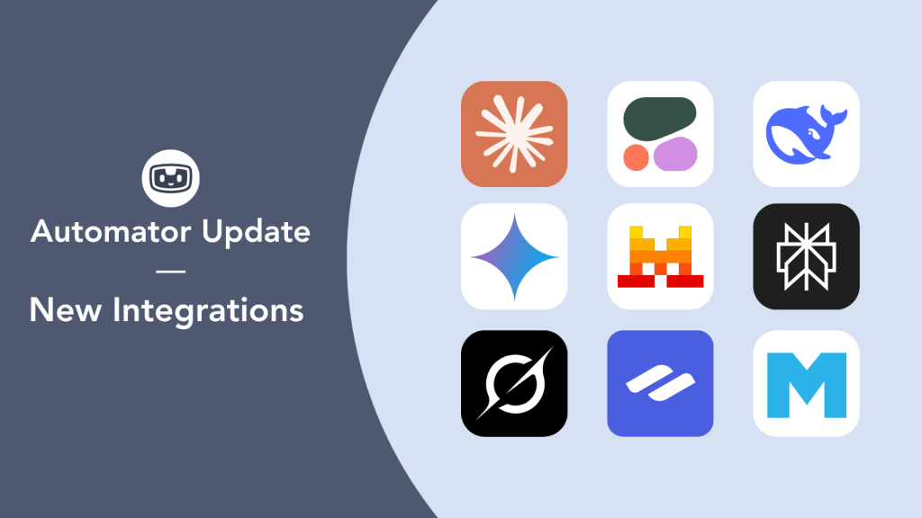 Featured image for the Uncanny Automator 6.6 release blog post, displaying logos for various new AI integrations amongst others.