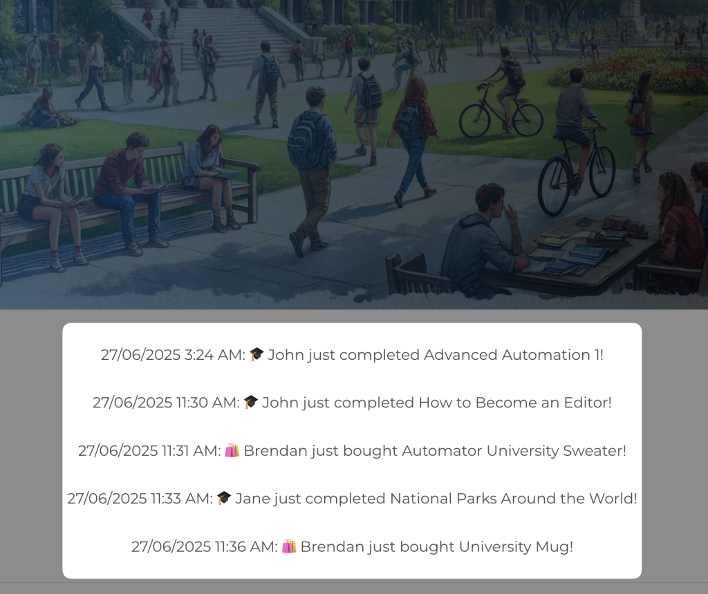 automator-activity-stream Automated sitewide activity stream displaying dynamic content in WordPress using the Automator Dynamic Content Addon.