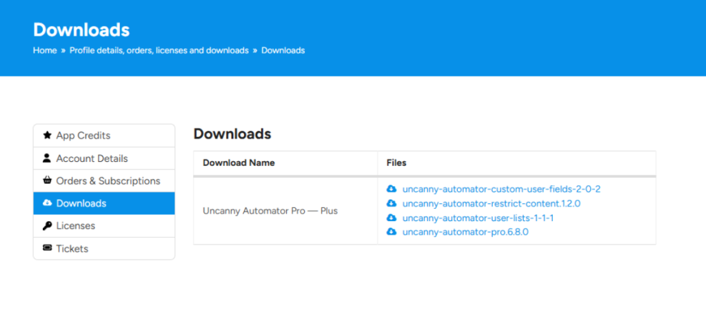 Uncanny Automator Account Downloads