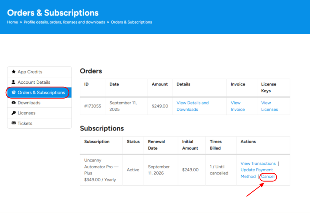 Uncanny Automator Account Orders