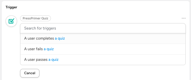 PressPrimer Quiz Triggers